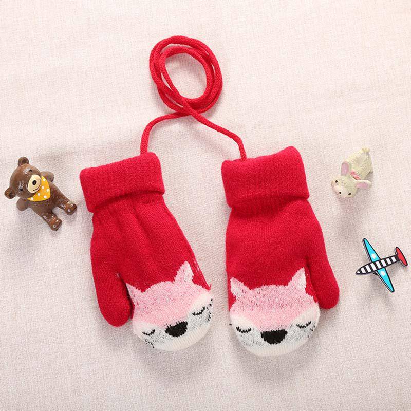 Cartoon Fox Baby Fäustlinge Winter Warme Kinder Baby Mädchen Handschuhe Gestrickte Kinder Kleinkind Handschuhe Outdoor Warm Halten rot von Joom DACH