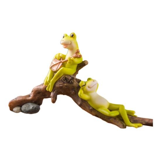 Cartoon Frosch Figur Harz Pilz Lesen Liegend Gitarre Frosch Statue Skulptur Innen Außen Garten Blumentopf Dekoration Ornament A von Joom DACH