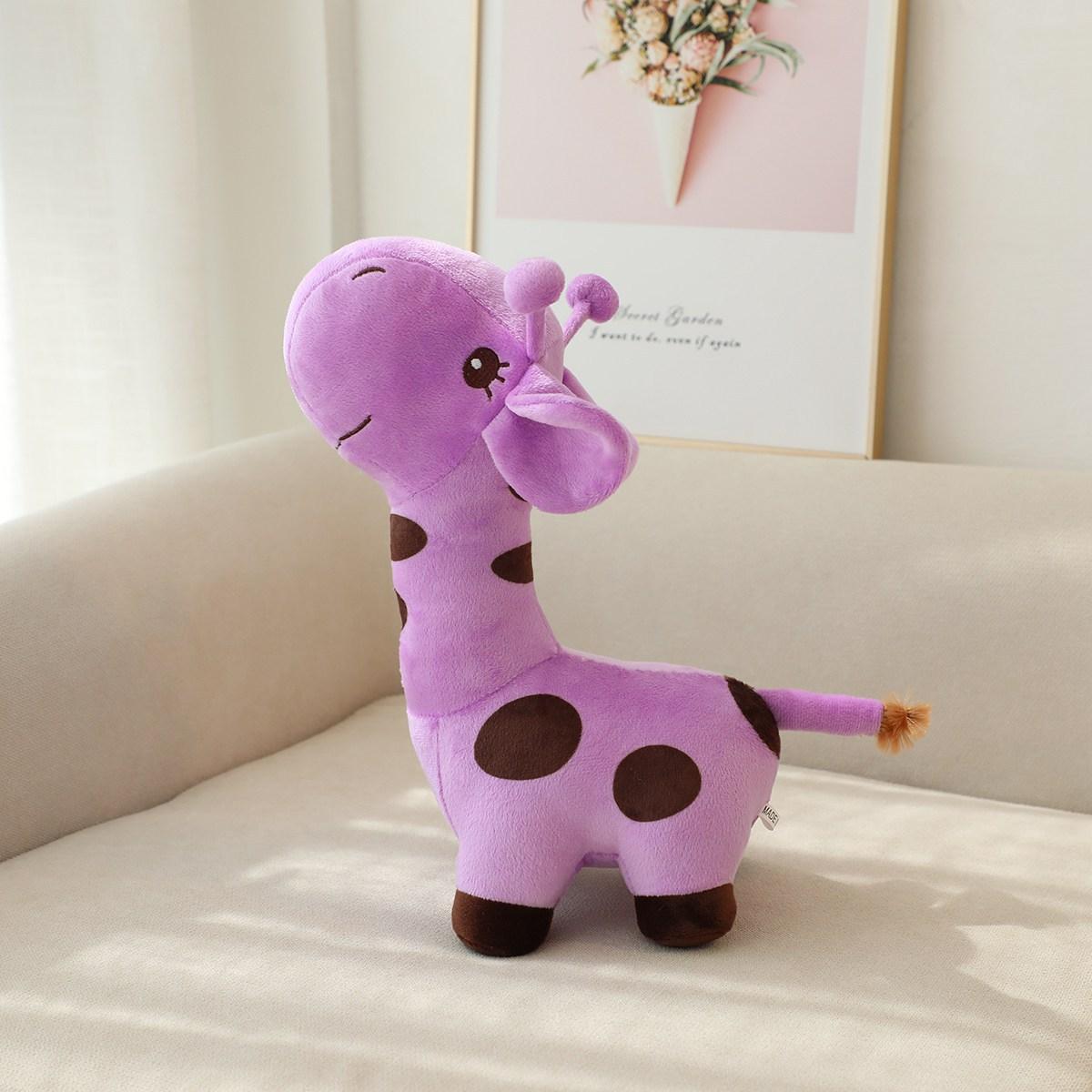 Cartoon Giraffe Plüschtier Kawaii Tierpuppe Kinderspielzeug Heimdekoration Geburtstagsgeschenk Stofftier Giraffe 28cm violett von Joom DACH