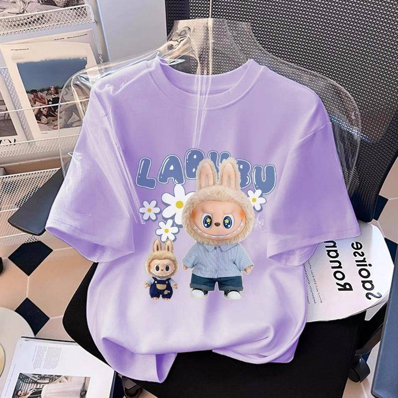 Cartoon Grafik Labubu Kinder Erwachsene Bedrucktes T-Shirt Sommer Herren und Damenmode Outdoor Mädchen Kurzarm T-Shirts Top Kleidung 140 von Joom DACH
