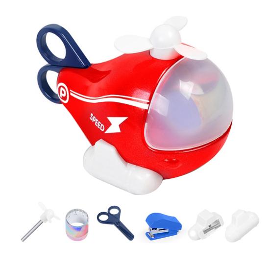 Cartoon Hubschrauber Spielzeug mit Bleistift Schere 6-in-1 Spitzer Radiergummi Hefter Lineal Kinder Schreibwaren Flugzeug rot Cartoon Hubschrauber Spielzeug mit Bleistift Schere 6-in-1 Spitzer Radiergummi Hefter Lineal Kinder Schreibwaren Flugzeug rot von Joom DACH