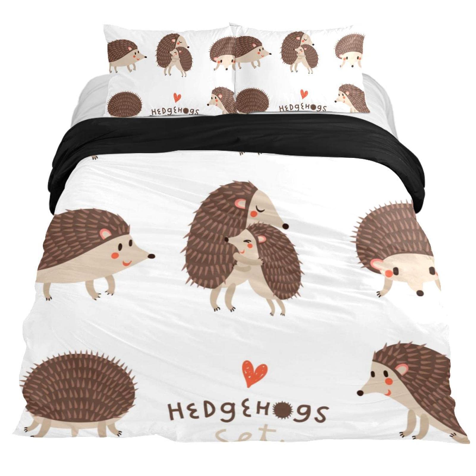 Cartoon Igel Königin König Bettbezug Regenbogen Irisierend Bettwäsche Set Für Kinder Mädchen Jungen Sternenhimmel Tier 2/3-teiliger Bettdeckenbezug EU single(135x200cm) von Joom DACH