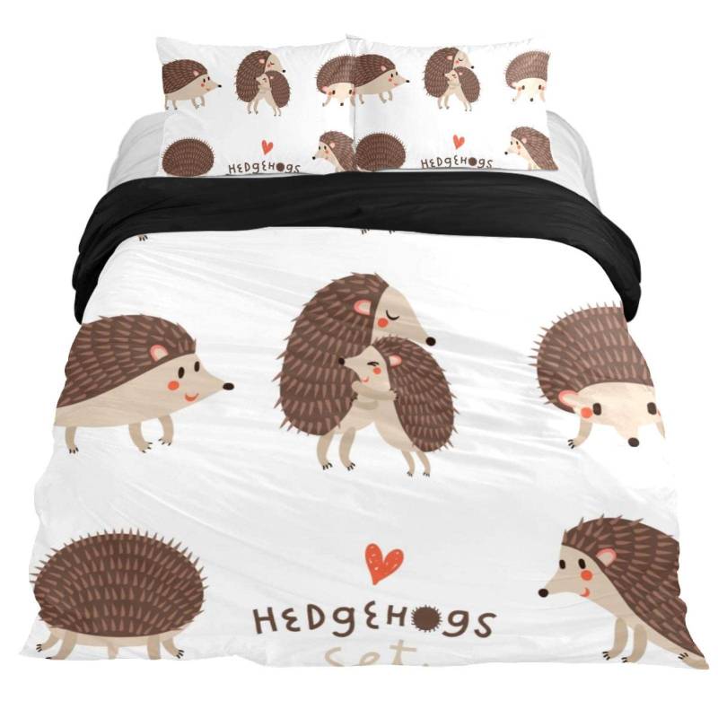 Cartoon Igel Königin König Bettbezug Regenbogen Irisierend Bettwäsche Set Für Kinder Mädchen Jungen Sternenhimmel Tier 2/3-teiliger Bettdeckenbezug EU single(135x200cm) von Joom DACH