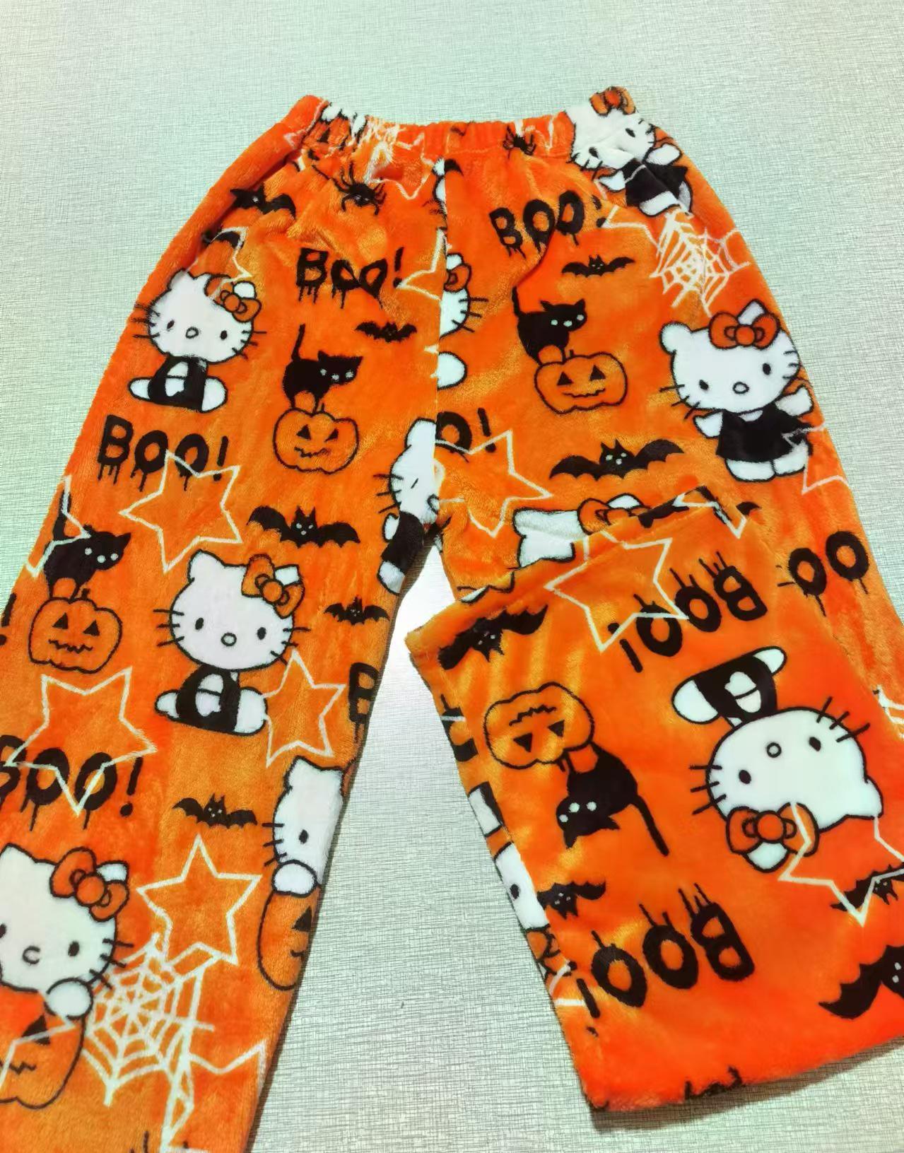 Cartoon KT Katze Weihnachten Flanell Pyjamahose für Damen - Gemütliche Herbst/Winter Kitty Fleece Nachtwäsche XL von Joom DACH