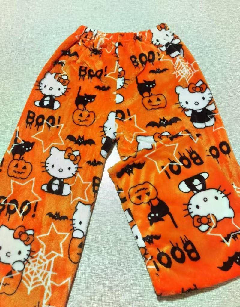 Cartoon KT Katze Weihnachten Flanell Pyjamahose für Damen - Gemütliche Herbst/Winter Kitty Fleece Nachtwäsche XL von Joom DACH