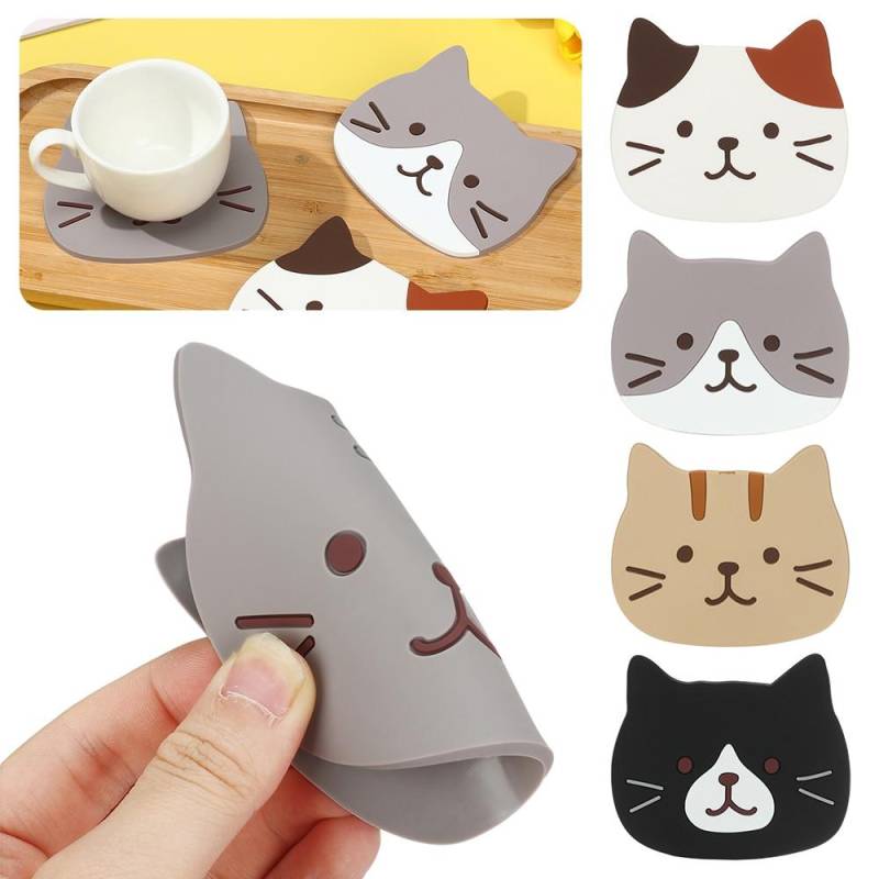 Cartoon Katze Geformt Silikon Esstisch Tischset Untersetzer Küche Zubehör Matte Tasse Becher Wärme-beständig Tier Kaffee Trinken Pad von Joom DACH