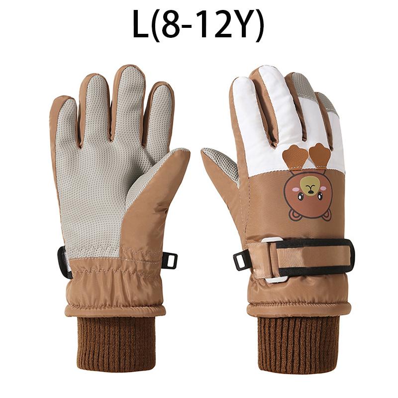 Cartoon-Kinderhandschuhe, verdickt, warm, für den Winter, Ski, Fünf-Finger-Handschuhe für Kinder, winddicht, für Jungen und Mädchen, Schneezubehör, 4–12 Jahre L khaki von Joom DACH