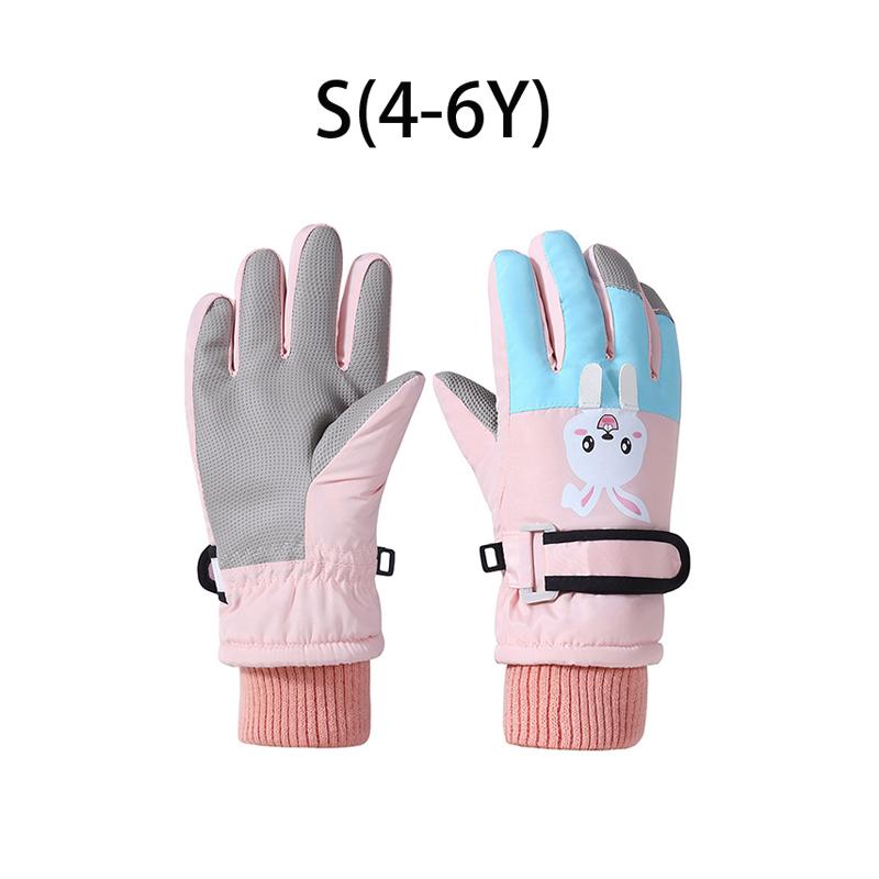 Cartoon-Kinderhandschuhe, verdickt, warm, für den Winter, Ski, Fünf-Finger-Handschuhe für Kinder, winddicht, für Jungen und Mädchen, Schneezubehör, 4–12 Jahre S rosa von Joom DACH