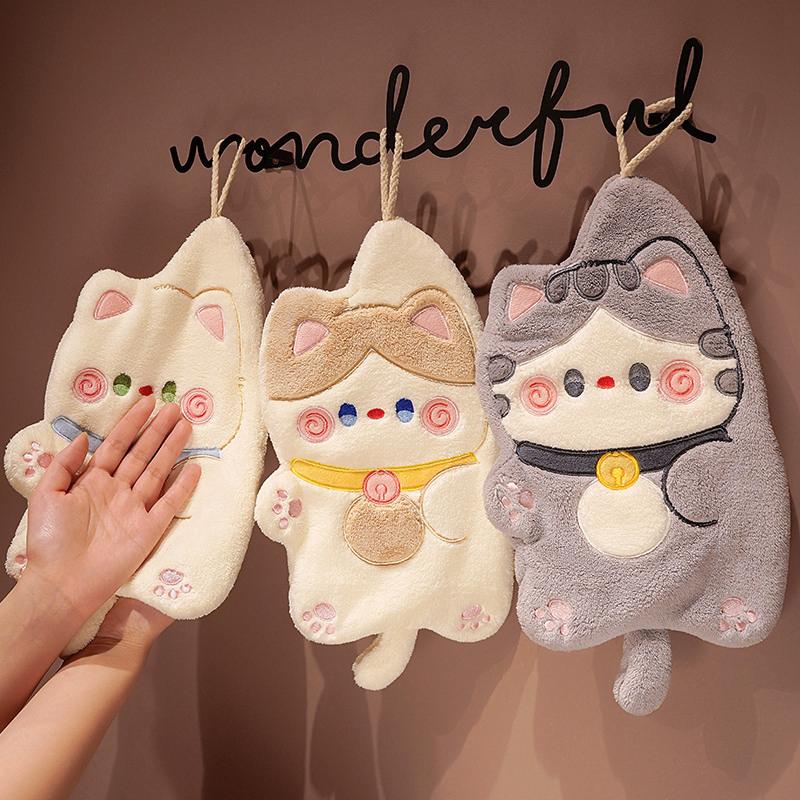 Cartoon Kuschelkatze kann Handtuch aufhängen saugfähiges Handtuch Geschirrtuch Geschirrtuch süßes kleines Handtuch stark saugfähig süß weiß von Joom DACH