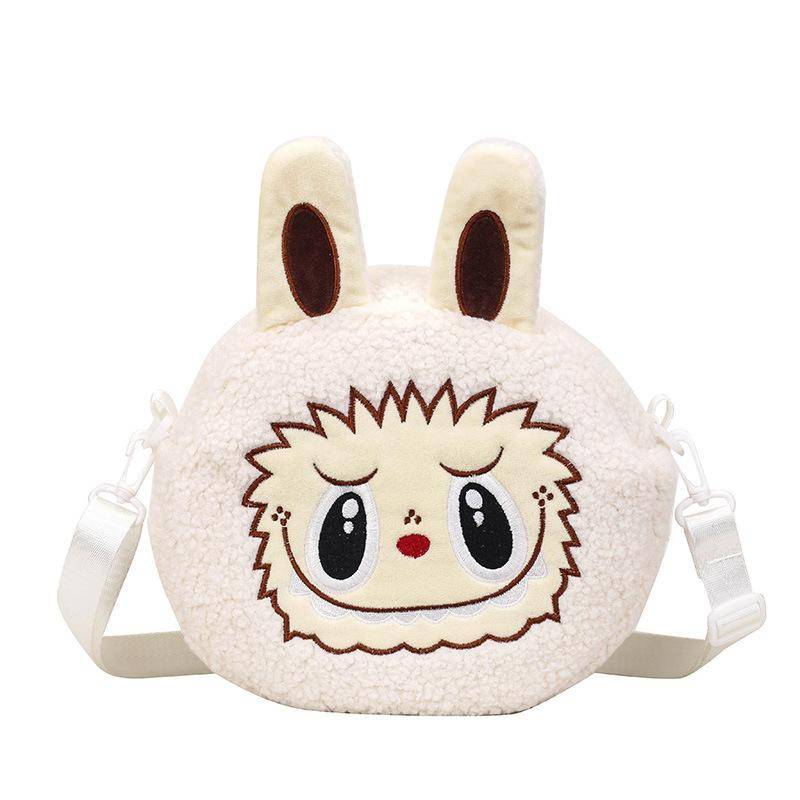 Cartoon Labubu Umhängetasche Plüschpuppe Kinder Schulterhandtasche Mädchen Geschenk beige von Joom DACH