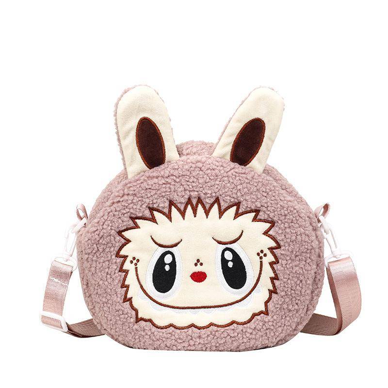 Cartoon Labubu Umhängetasche Plüschpuppe Kinder Schulterhandtasche Mädchen Geschenk violett von Joom DACH