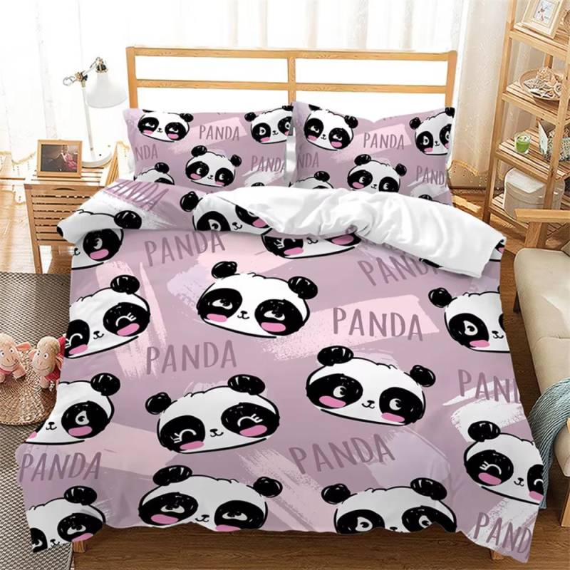 Cartoon Panda 3D Bettwäsche-Set Bettbezug-Sets Steppdecke Bettwäsche Einzelgröße Doppelgröße King-Size Einzelgröße Raumdekor Kinder Erwachsene Niedlich Kawaii EU Single 135x200cm von Joom DACH
