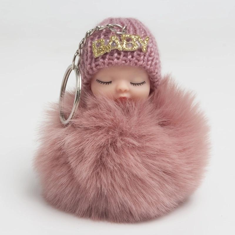 Cartoon Plüsch Schlaf Puppe Schlüsselanhänger Niedliche Plüsch Kohle Ball Rucksack Anhänger Kreative DIY Kinder Plüsch Puppe Anhänger Zubehör Auto Anhänger für Freunde tief rosa von Joom DACH