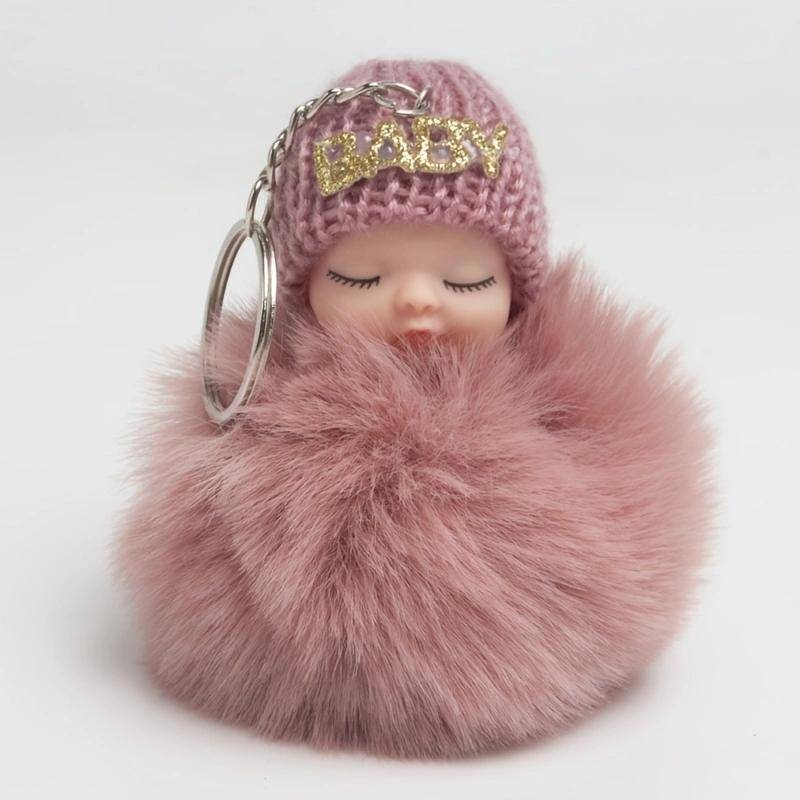 Cartoon Plüsch Schlaf Puppe Schlüsselanhänger Niedliche Plüsch Kohle Ball Rucksack Anhänger Kreative DIY Kinder Plüsch Puppe Anhänger Zubehör Auto Anhänger für Freunde tief rosa von Joom DACH