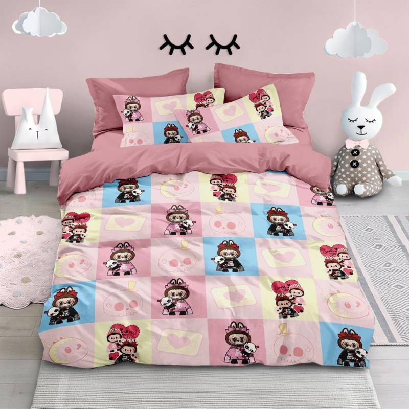 Cartoon Rabu Bettwäsche-Set, Niedlicher Druck Bettbezug Kissenbezug, Geeignet für Kinder Jungen Mädchen Teenager Bettbezug-Set Luxusgeschenke 135x200cm von Joom DACH