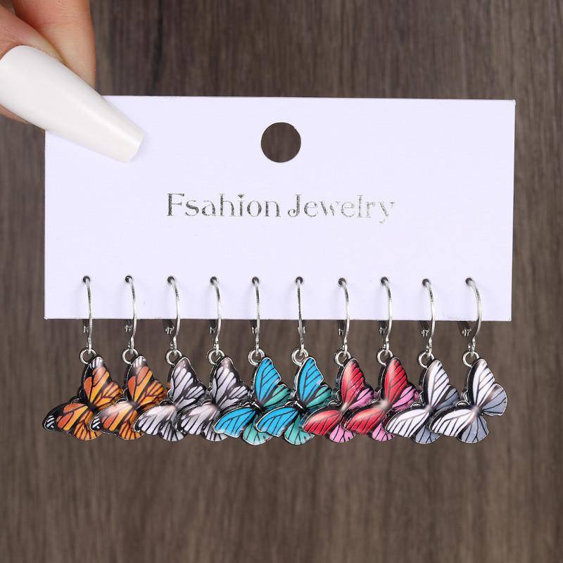 Cartoon Schmetterling Herz Haken Ohrring Set für Frauen Bunte Harz Ente Tropfen Ohrringe Piercing Zubehör Schmuck 17 von Joom DACH