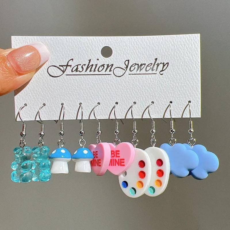 Cartoon Schmetterling Herz Haken Ohrring Set für Frauen Bunte Harz Ente Tropfen Ohrringe Piercing Zubehör Schmuck 20 von Joom DACH