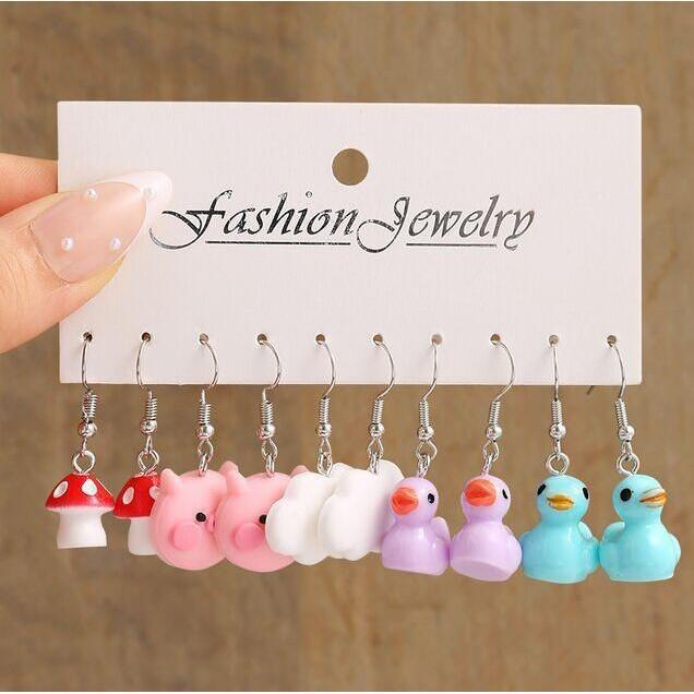 Cartoon Schmetterling Herz Haken Ohrring Set für Frauen Bunte Harz Ente Tropfen Ohrringe Piercing Zubehör Schmuck 4 von Joom DACH