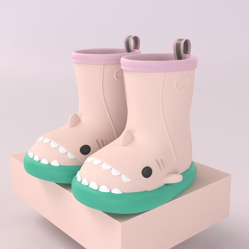 Cartoon Shark Kinder Regen Stiefel Mädchen Baby Rutschfeste Regen Stiefel Kinder Niedliche Wasserschuhe Wasserdichte Kinder Gummischuhe 28 von Joom DACH