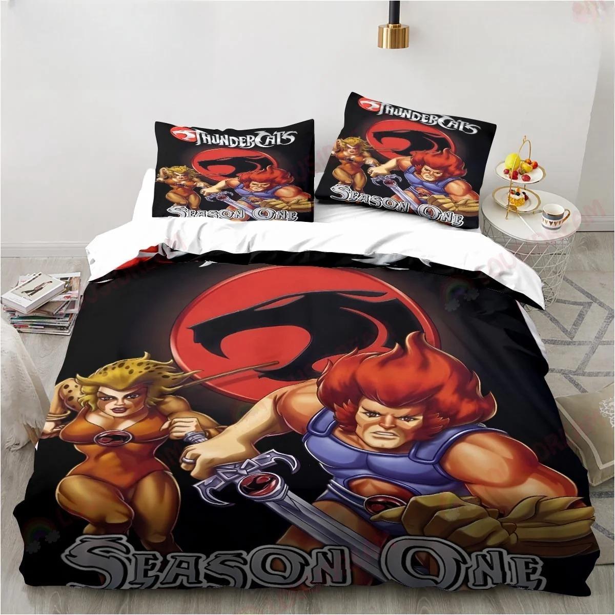Cartoon Thundercats Bettwäsche-Set Laken King Twin Double Kinderbettwäsche-Set Mikrofaser oder Polyester Bettbezug-Set Heimtextilien EU single(135x200cm) von Joom DACH