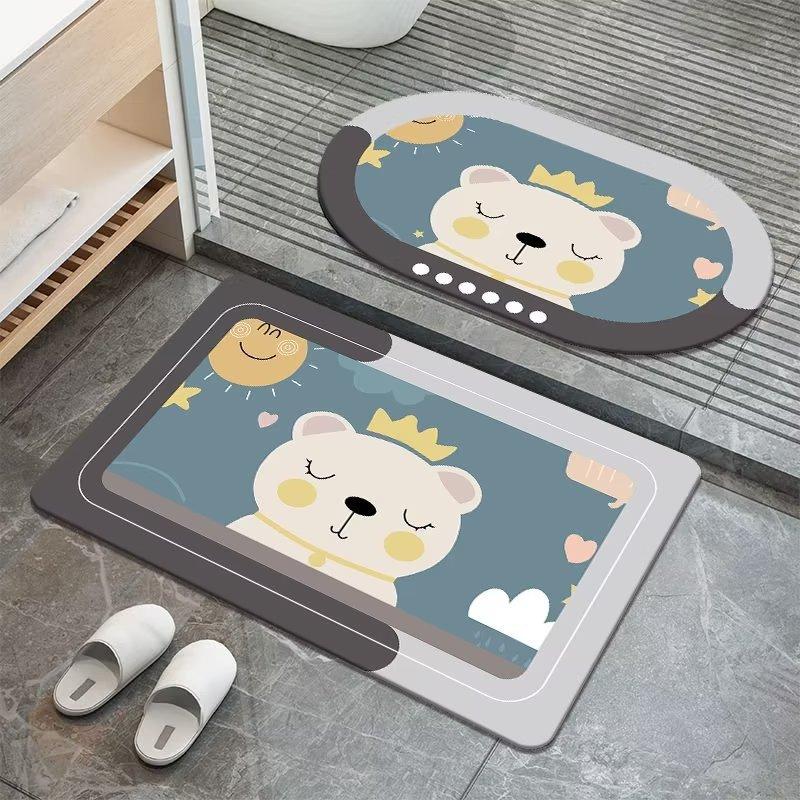 Cartoon Tier Türbodenmatte, Diatomeenerde Saugmatte, Badezimmer schnell trocknende Fußmatte, Badezimmer handwaschbare rutschfeste Matte 40X60cm 15.7X23.6in von Joom DACH