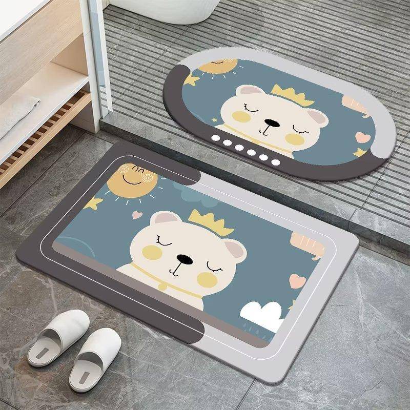 Cartoon Tier Türbodenmatte, Diatomeenerde Saugmatte, Badezimmer schnell trocknende Fußmatte, Badezimmer handwaschbare rutschfeste Matte 40X60cm 15.7X23.6in von Joom DACH