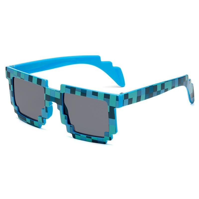 Cartoon Vintage Brille Neuheit Mosaik Cosplay Brille Unisex Pixel Sonnenbrille Trendy Lustige Erwachsene Kinder Sonnenbrille Geschenke blau von Joom DACH