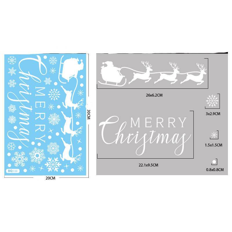 Cartoon Weihnachtsspiegel Aufkleber Weihnachtsmann Elch Schneeflocke Glas Wandaufkleber Fensterdeko Frohe Weihnachten Deko Statischer Aufkleber von Joom DACH