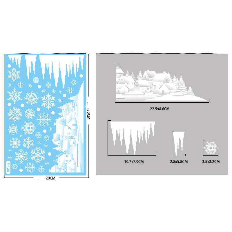 Cartoon Weihnachtsspiegel Aufkleber Weihnachtsmann Elch Schneeflocke Glas Wandaufkleber Fensterdeko Frohe Weihnachten Deko Statischer Aufkleber von Joom DACH