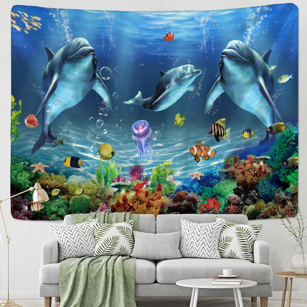 Cartoon Whale Wandteppich Hängen Bohemian Hippie Kawaii Ozean Kinderzimmer Schlafsaal Wohnkultur 400x220cm von Joom DACH