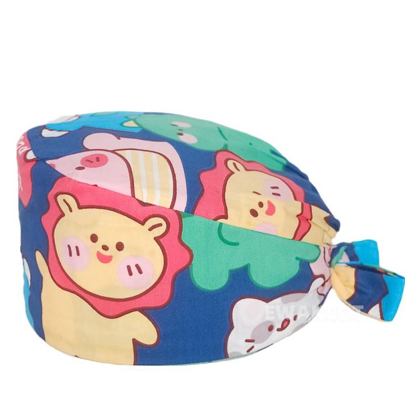 Cartoon chirurgische Kappe 100 % Baumwolle Arbeit chirurgische Kappen Krankenschwester Arzt Zubehör medizinische Krankenhaus Dental Peeling Hut Frauen Männer One Size von Joom DACH