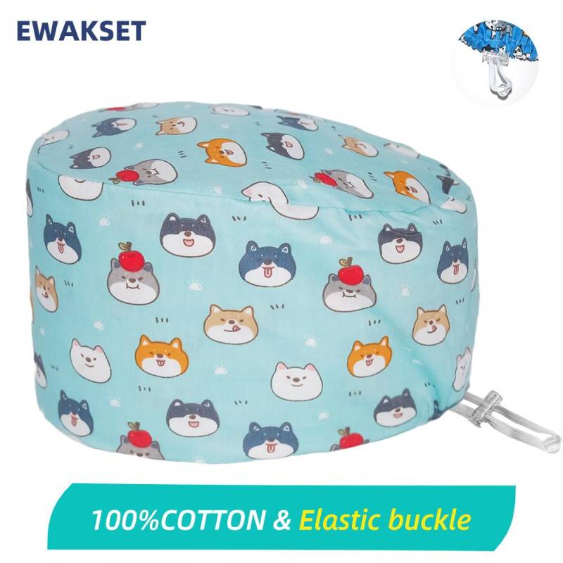 Cartoon chirurgische Kappe 100 % Baumwolle Arbeit chirurgische Kappen Krankenschwester Arzt Zubehör medizinische Krankenhaus Dental Peeling Hut Frauen Männer One Size von Joom DACH