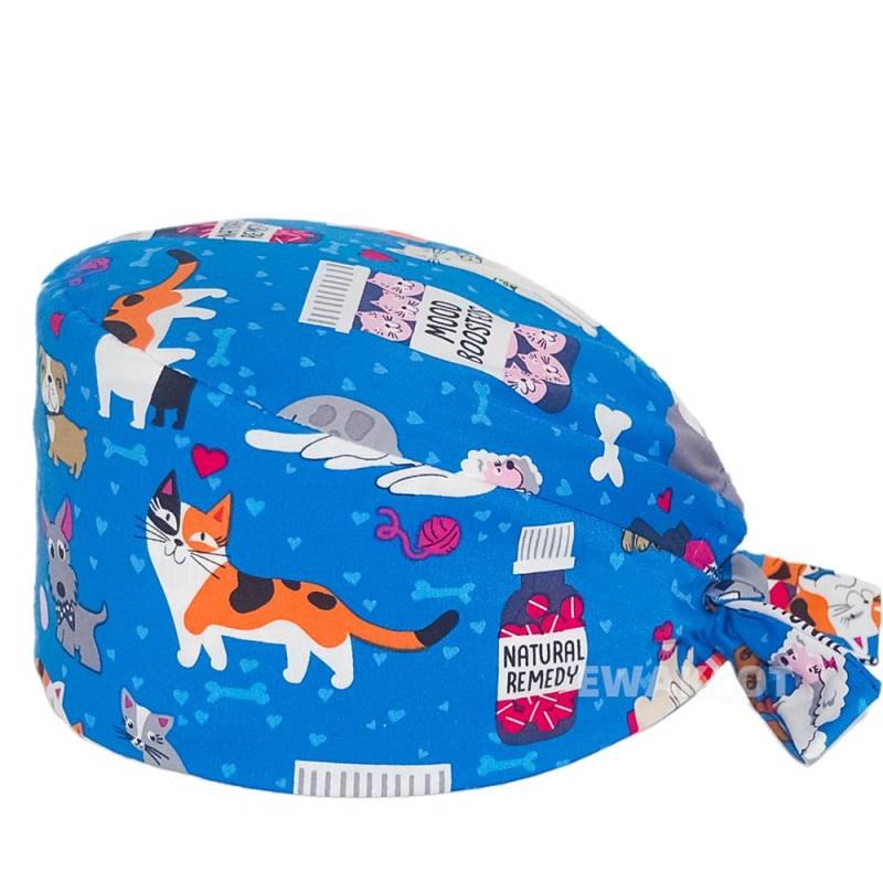 Cartoon chirurgische Kappe 100 % Baumwolle Arbeit chirurgische Kappen Krankenschwester Arzt Zubehör medizinische Krankenhaus Dental Peeling Hut Frauen Männer One Size von Joom DACH