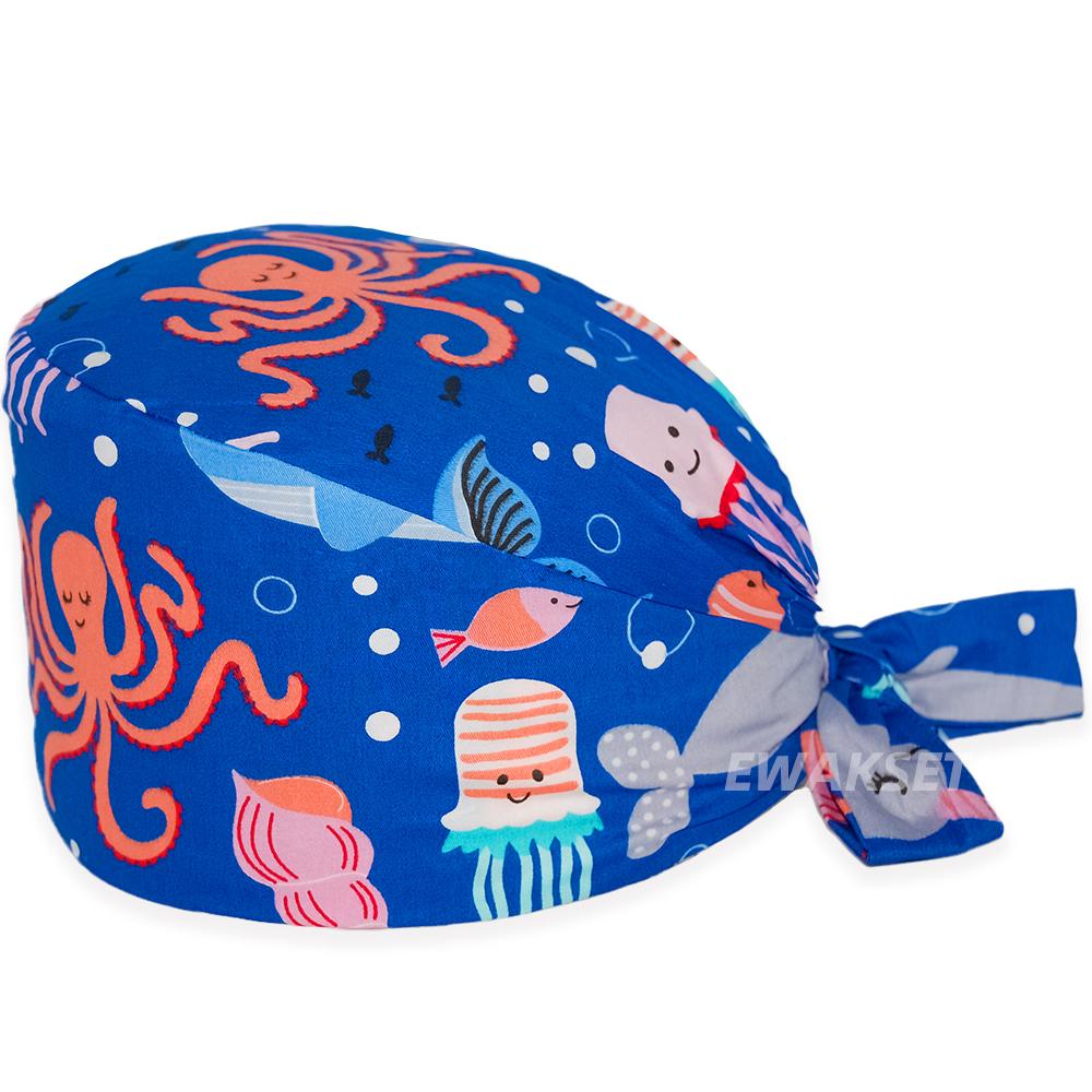 Cartoon chirurgische Kappe 100 % Baumwolle Arbeit chirurgische Kappen Krankenschwester Arzt Zubehör medizinische Krankenhaus Dental Peeling Hut Frauen Männer One Size von Joom DACH