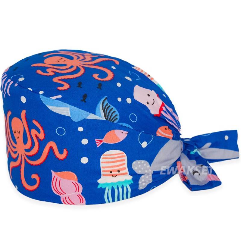 Cartoon chirurgische Kappe 100 % Baumwolle Arbeit chirurgische Kappen Krankenschwester Arzt Zubehör medizinische Krankenhaus Dental Peeling Hut Frauen Männer One Size von Joom DACH