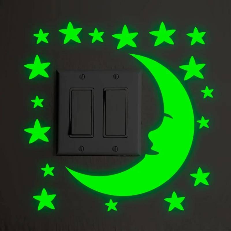 Cartoon leuchtender Glow Switch Aufkleber auf der dunklen Wandaufkleber Home Decor Kinderzimmer Dekoration der Mond Stern Katze Aufkleber von Joom DACH
