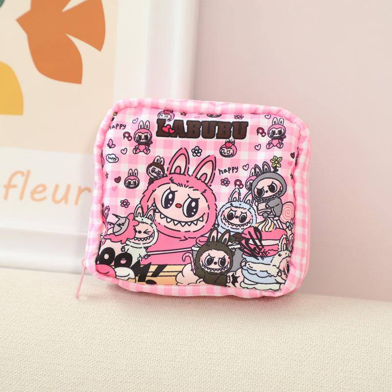 Cartoon mehrfarbige Canvas Damen Binden Aufbewahrungstasche, Tante Taschentuch Tasche, Hygienebaumwolle Aufbewahrungstasche 12*14*5cm von Joom DACH