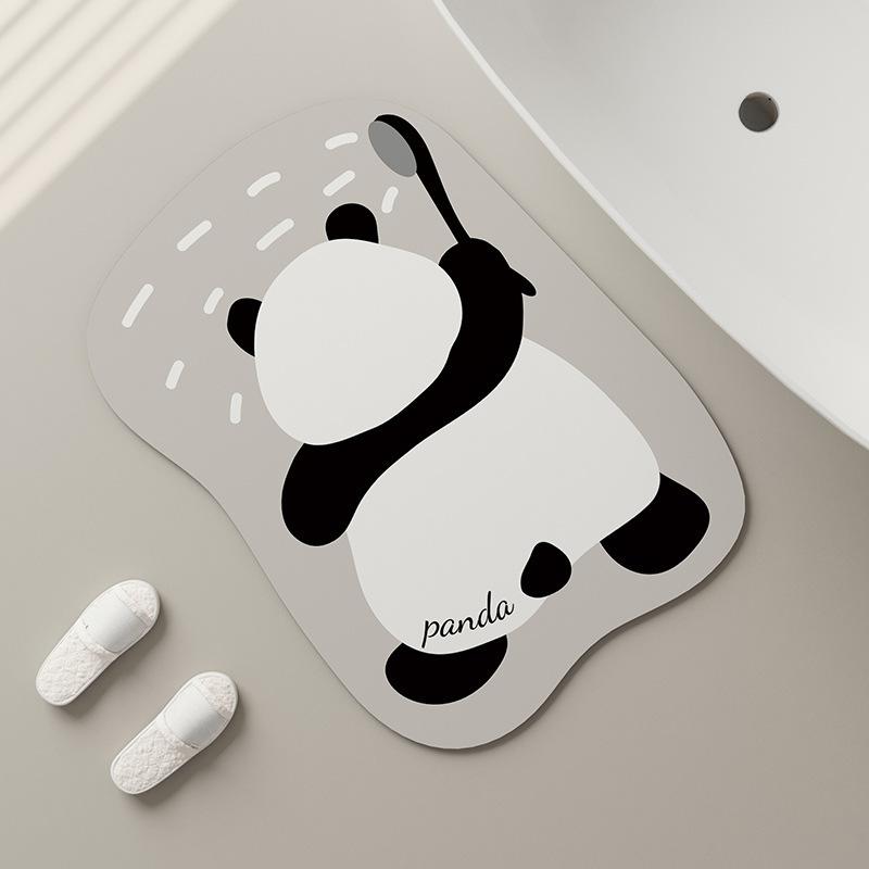 Cartoon niedlicher Panda Haushalts-Toilettentürmatte speziell geformt wasserabsorbierend schnelltrocknend Fußmatte Badezimmer Kieselgur-Bodenmatte 40X60cm 15.7X23.6in von Joom DACH