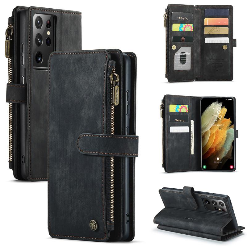 CaseMe Zipper Wallet Flip Leder Telefon Fall Für Samsung Galaxy A53 A33 A13 A52 A72 A12 A22 A32 A51 A71 a50 A50S A30S Geldbörse Karte Abdeckung Coque Etui Samsung A50 schwarz von Joom DACH