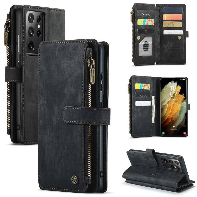 CaseMe Zipper Wallet Flip Leder Telefon Fall Für Samsung Galaxy A53 A33 A13 A52 A72 A12 A22 A32 A51 A71 a50 A50S A30S Geldbörse Karte Abdeckung Coque Etui Samsung A51 (4G) schwarz von Joom DACH