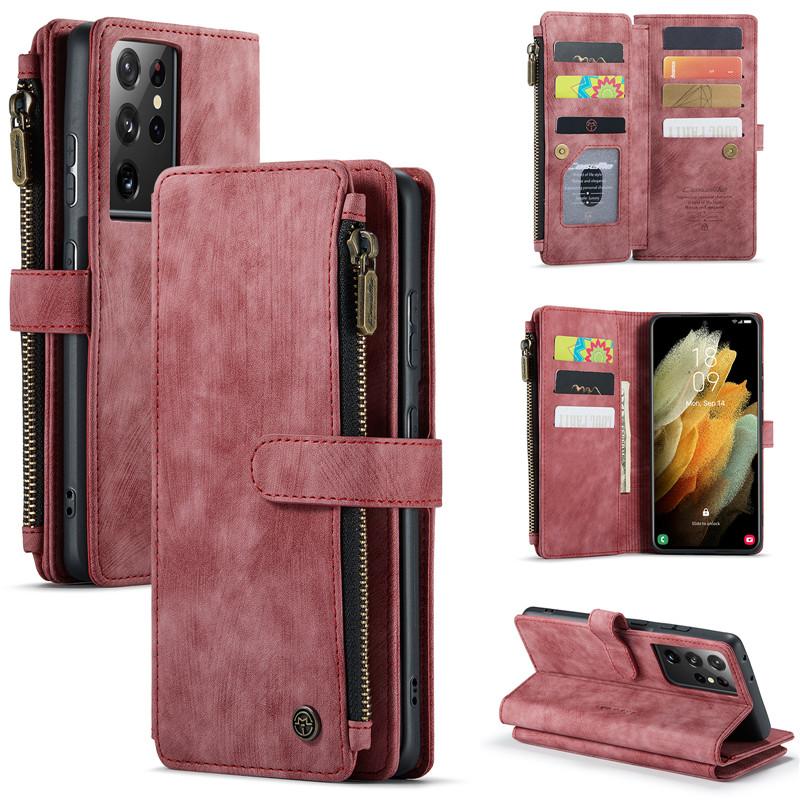 CaseMe Zipper Wallet Flip Leder Telefon Fall Für Samsung Galaxy A53 A33 A13 A52 A72 A12 A22 A32 A51 A71 a50 A50S A30S Geldbörse Karte Abdeckung Coque Etui Samsung A53 (5G) rot von Joom DACH