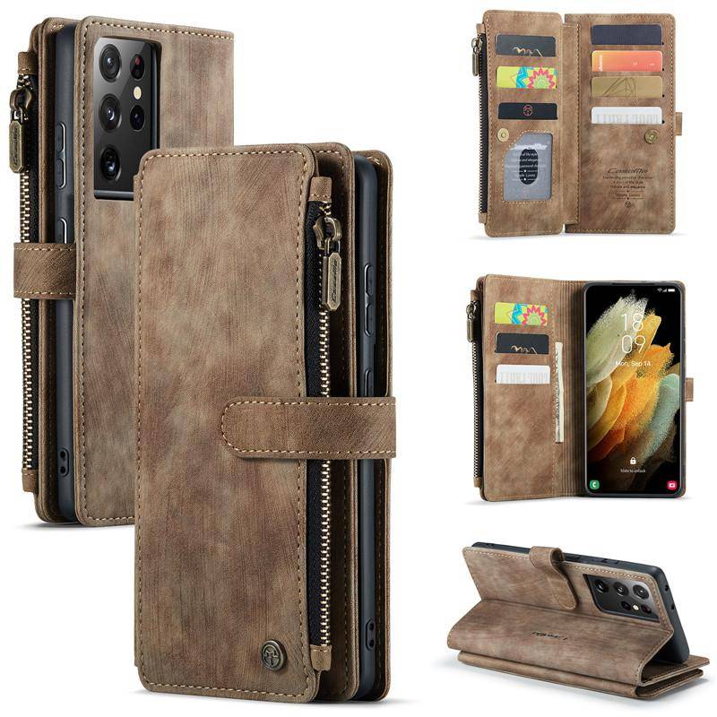 CaseMe Zipper Wallet Flip Leder Telefon Fall Für Samsung Galaxy A53 A33 A13 A52 A72 A12 A22 A32 A51 A71 a50 A50S A30S Geldbörse Karte Abdeckung Coque Etui Samsung A53 (5G) braun von Joom DACH
