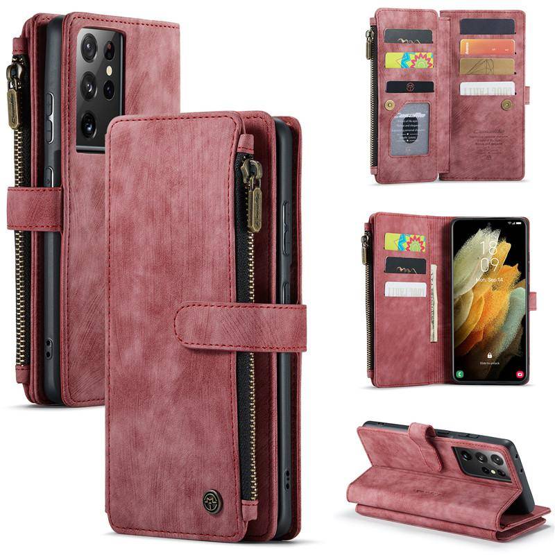 CaseMe Zipper Wallet Flip Leder Telefon Fall Für Samsung Galaxy A53 A33 A13 A52 A72 A12 A22 A32 A51 A71 a50 A50S A30S Geldbörse Karte Abdeckung Coque Etui Samsung A71 (4G) rot von Joom DACH