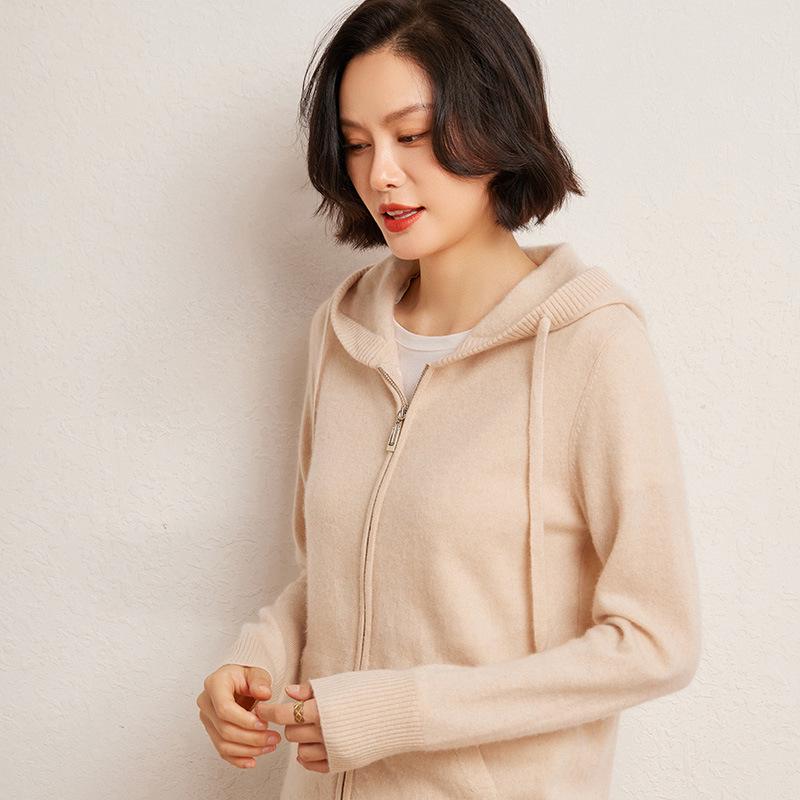 Cashmere Hooded Loose Knit Cardigan Sweater Coat for Women - Perfect for Autumn and Winter Fashion Double Extra Large von Joom DACH