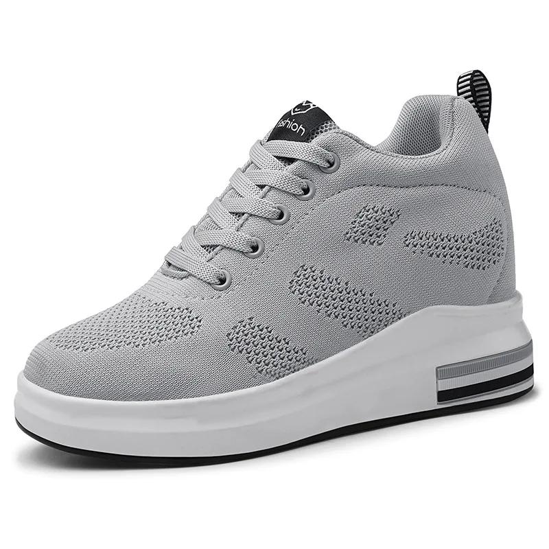 Casual Erhöhen Frauen Schuhe Mesh Bequem Atmungsaktiv Keilabsatz Mode Vertraglich Schnüren Laufschuhe Turnschuhe Tênis Branco 39 von Joom DACH