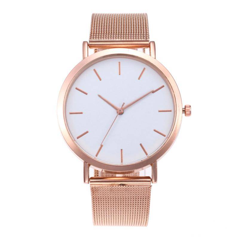 Casual Frauen Männer Luxus Marke Einfache Quarz Analog Uhr Edelstahl Band Armbanduhren rose gold von Joom DACH