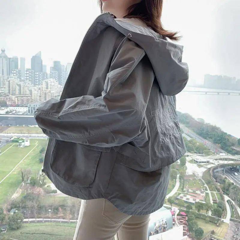 Casual Frühling Casual Trenchcoat Frauen Short Windbreaker Weibliche Lose Plus Größe Outerweat Weibliche S grau von Joom DACH