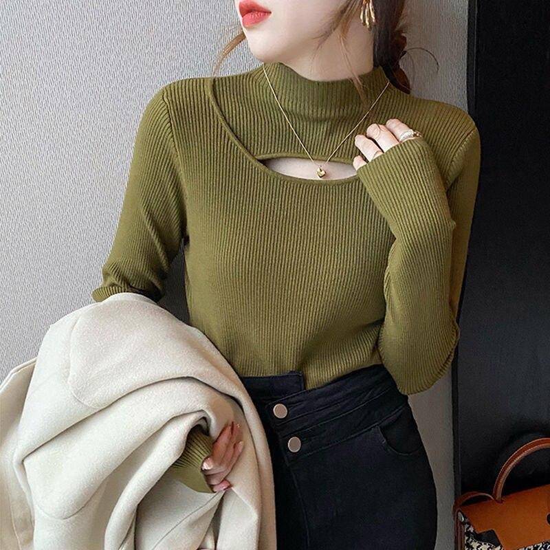 Casual Hälfte Rollkragen Lange Ärmel Stricken Tops Mode Hohl Pullover Frauen Pullover Elegante Jumper Herbst Und Winter Cothes 23955 One Size grün Casual Hälfte Rollkragen Lange Ärmel Stricken Tops Mode Hohl Pullover Frauen Pullover Elegante Jumper Herbst Und Winter Cothes 23955 One Size grün von Joom DACH