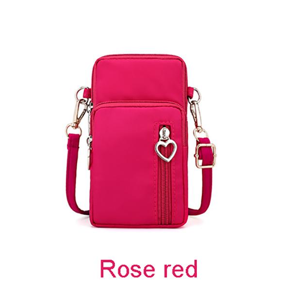 Casual Kleine Umhängetasche Frauen Handy Tasche Fall Wasserdichte Nylon Sport Arm Paket Mini Messenger Geldbörse Umhängetasche Handtasche 17*6*9cm rose rot von Joom DACH