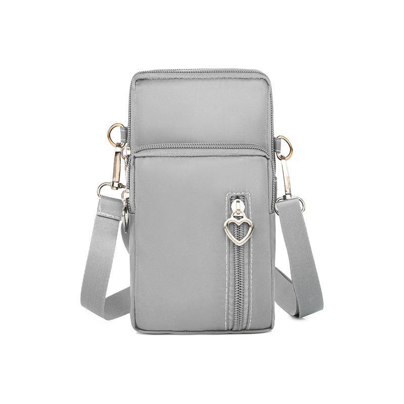 Casual Kleine Umhängetasche Frauen Handy Tasche Fall Wasserdichte Nylon Sport Arm Paket Mini Messenger Geldbörse Umhängetasche Handtasche 17*6*9cm graue von Joom DACH